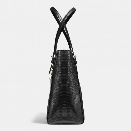 Luxury Handbags Coach Turnlock Tote In Snake Embossed Leather