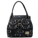 Coach Buckle In Signature Medium Black Satchels BNV