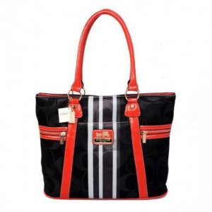 Coach Zip In Signature Medium Black Totes BFG