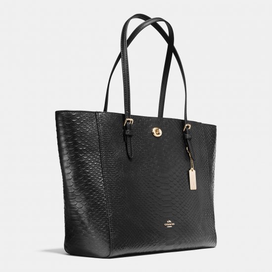 Luxury Handbags Coach Turnlock Tote In Snake Embossed Leather