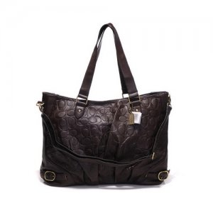 Coach Embossed In Monogram Large Coffee Satchels DGE