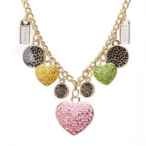 Coach Heart Circle Gold Necklaces CYY