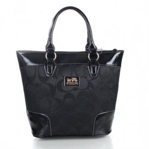 Coach Logo In Monogram Medium Black Totes FDR