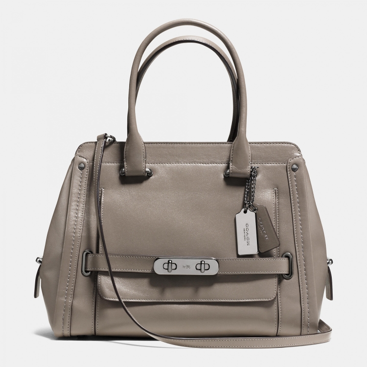 New Leather Coach Swagger Frame Satchel In Calf Leather - Click Image to Close