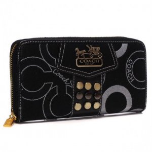 Coach Waverly Stud In Signature Large Black Wallets AGV