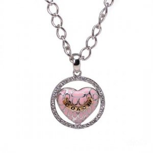 Coach Logo Heart Silver Necklaces CYN