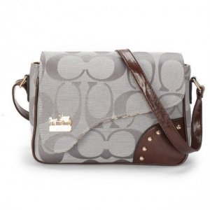 Coach Stud In Signature Medium Grey Crossbody Bags AYV