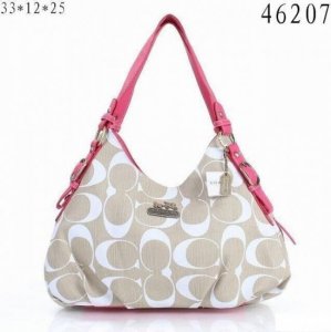 Coach Legacy Logo Signature Medium Pink Khaki Hobo ENO