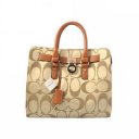 Coach Lock Medium Khaki Totes AOP