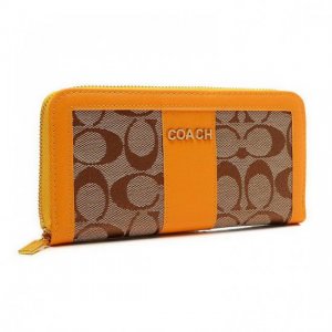 Coach Legacy Accordion Zip Large Yellow Wallets ETR