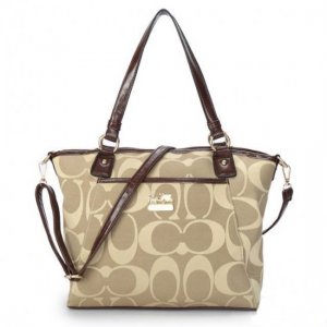 Coach Logo Monogram Medium Khaki Totes BKB