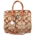 Coach Lock Medium Khaki Totes AOL