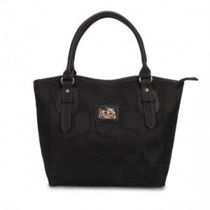 Coach Logo In Monogram Small Black Totes DCJ