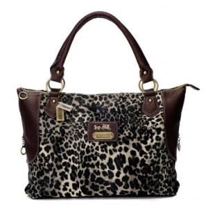 Coach Leopard Fur Large Coffee Totes BAJ