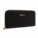 Coach Accordion Zip In Saffiano Large Black Wallets EUS