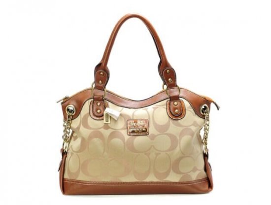 Coach Borough Logo In Signature Large Khaki Totes BQN