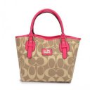 Coach Logo In Monogram Small Khaki Totes DCM