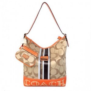 Coach In Signature Medium Khaki Shoulder Bags AYL