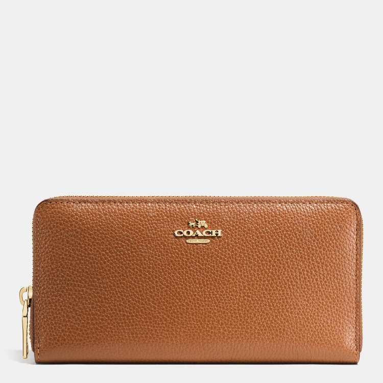 Lady Beloved Coach Accordion Zip Wallet In Pebble Leather - Click Image to Close