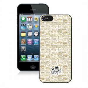 Coach Fashion Logo Khaki iPhone 5 5S Cases AUI