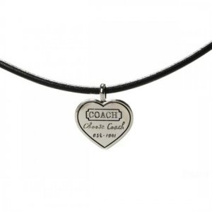 Coach Heart Logo Black Necklaces CXR