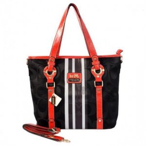 Coach Logo In Signature Medium Black Totes BER