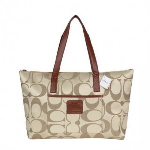 Coach Legacy Logo In Monogram Medium Khaki Totes BQA