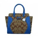 Coach Logo Monogram Medium Blue Satchels BKG