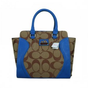 Coach Logo Monogram Medium Blue Satchels BKG