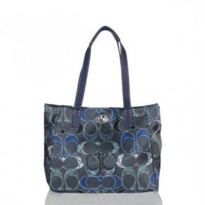 Coach Poppy Turnlock Medium Navy Totes BWU