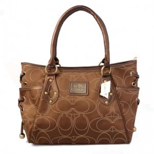 Coach String Logo Signature Medium Brown Totes BTO