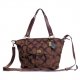 Coach Logo Signature Lock Medium Coffee Totes DZW