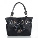 Coach Poppy Bowknot Signature Medium Black Totes FDD