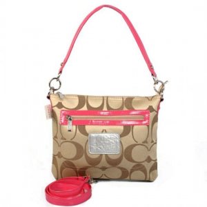 Coach Zip In Logo Small Khaki Shoulder Bags CFY