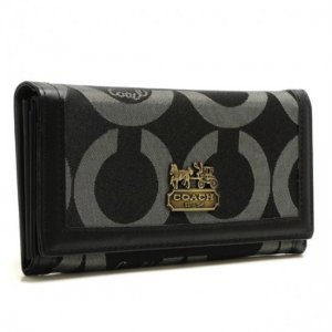 Coach Legacy Legacy Logo Signature Large Black Wallets BRW