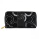 Coach Waverly Flower Charm Large Black Wallets EEL