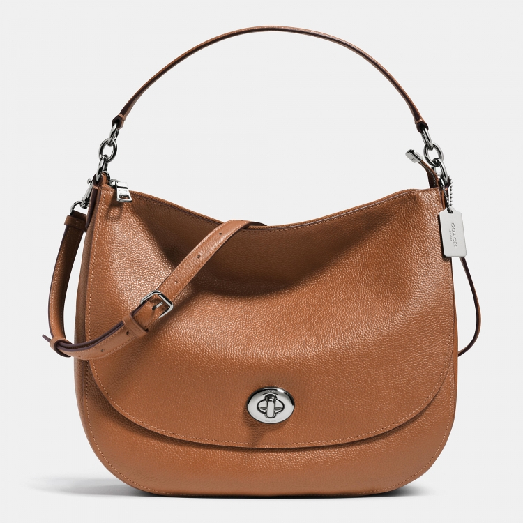 High Quality Brand Coach Turnlock Hobo In Pebble Leather - Click Image to Close