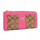 Coach Legacy Accordion Zip In Signature Large Pink Wallets FCQ