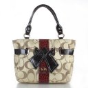 Coach Poppy Bowknot Signature Medium Apricot Totes FDF