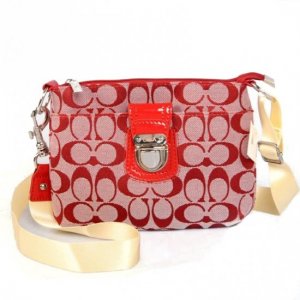 Coach Lock In Signature Small Red Crossbody Bags CFB