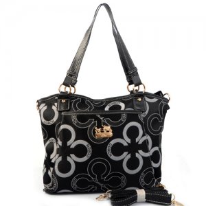 Coach Poppy C Logo Small Black Totes EJZ