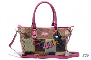 Coach Poppy Cute Logo Large Pink Multi Totes EMV