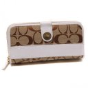 Coach In Signature Large White Wallets DTT