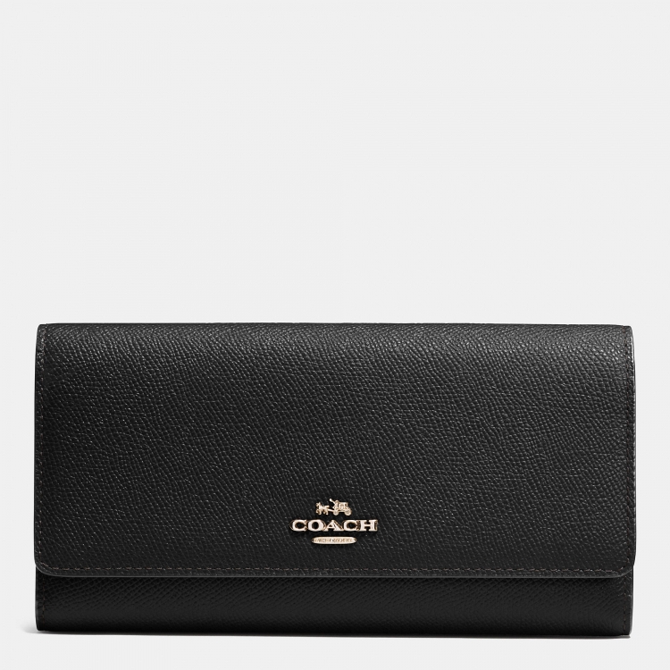 2016 New Arrival Coach Trifold Wallet In Crossgrain Leather - Click Image to Close