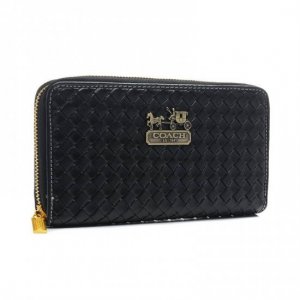 Coach Knitted Logo Large Black Wallets EGG