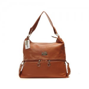 Coach Zip Logo Large Tan Shoulder Bags DIN