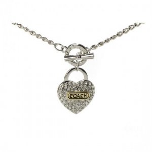 Coach Shine Heart Silver Necklaces CXV