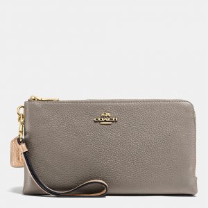 Popular Coach Double Zip Wallet In Colorblock Leather