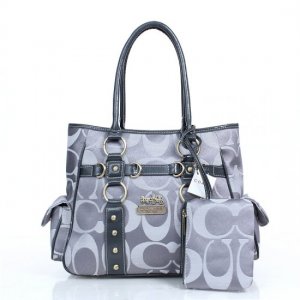 Coach Stud In Signature Medium Grey Totes DZF