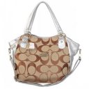 Coach Logo In Signature Small Silver Totes BKP